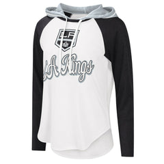Los Angeles Kings G-III 4Her by Carl Banks Women's MVP Raglan Lightweight Hooded T-Shirt - White/Black - NHL