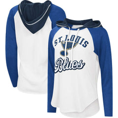 St. Louis Blues G-III 4Her by Carl Banks Women's MVP Raglan Lightweight Hooded T-Shirt - White/Blue - NHL