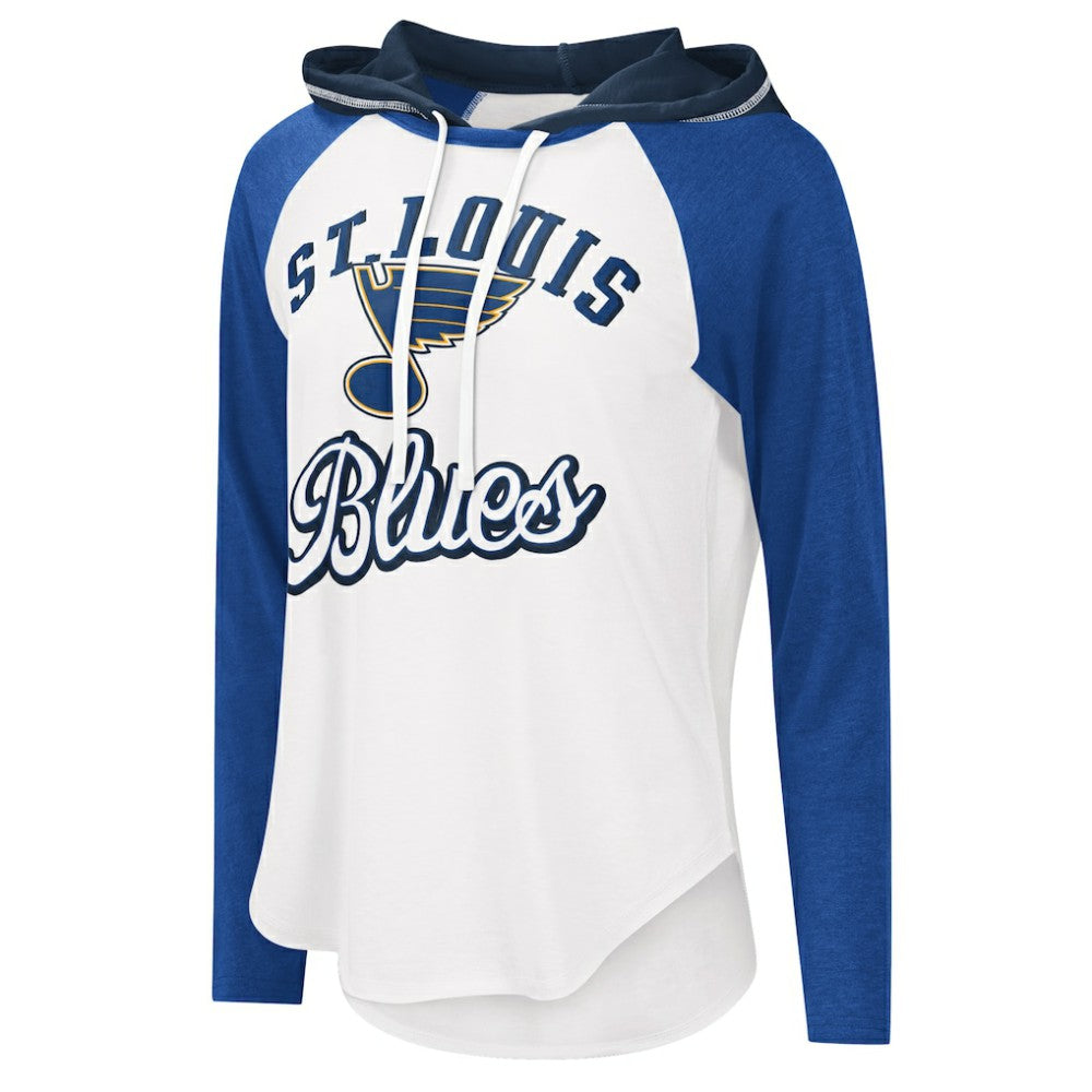 St. Louis Blues G-III 4Her by Carl Banks Women's MVP Raglan Lightweight Hooded T-Shirt - White/Blue - NHL