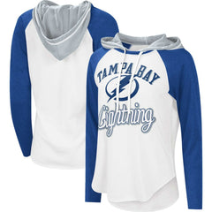 Tampa Bay Lightning G-III 4Her by Carl Banks Women's MVP Raglan Lightweight Hooded T-Shirt - White/Blue - NHL