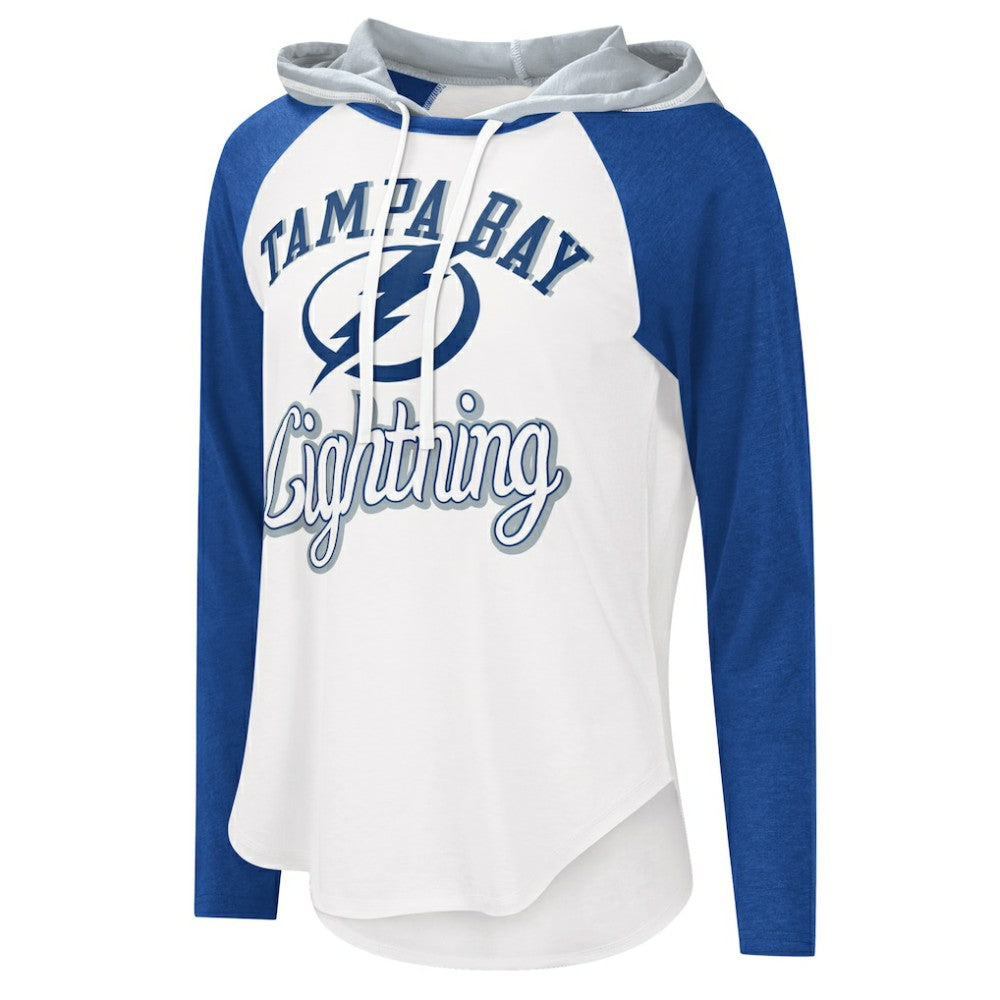 Tampa Bay Lightning G-III 4Her by Carl Banks Women's MVP Raglan Lightweight Hooded T-Shirt - White/Blue - NHL