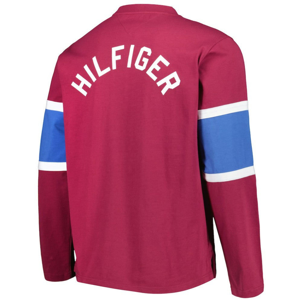 Colorado Avalanche Tommy Hilfiger Walter Lace-Up Long Sleeve Top - Burgundy - NHL