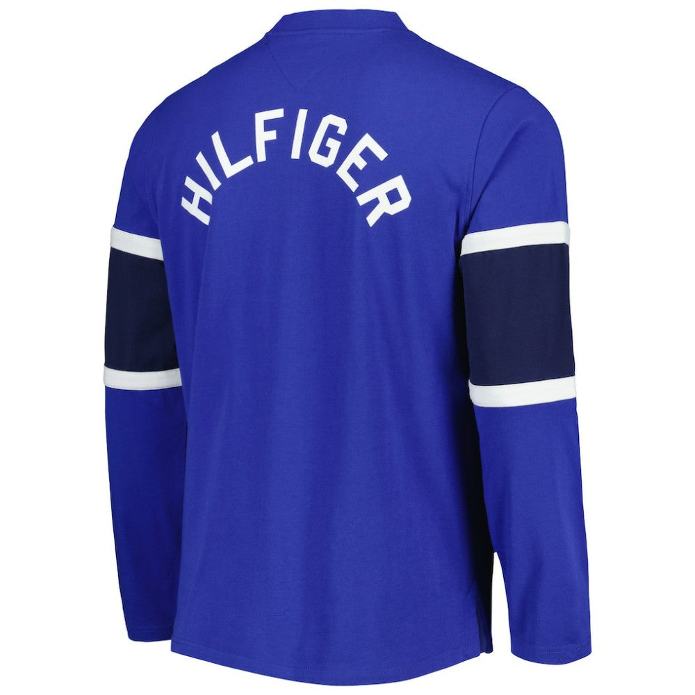 St. Louis Blues Tommy Hilfiger Walter Lace-Up Long Sleeve Top - Blue - NHL