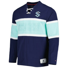 Seattle Kraken Tommy Hilfiger Walter Lace-Up Long Sleeve Top - Deep Sea Blue - NHL