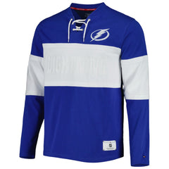 Tampa Bay Lightning Tommy Hilfiger Walter Lace-Up Long Sleeve Top - Blue - NHL