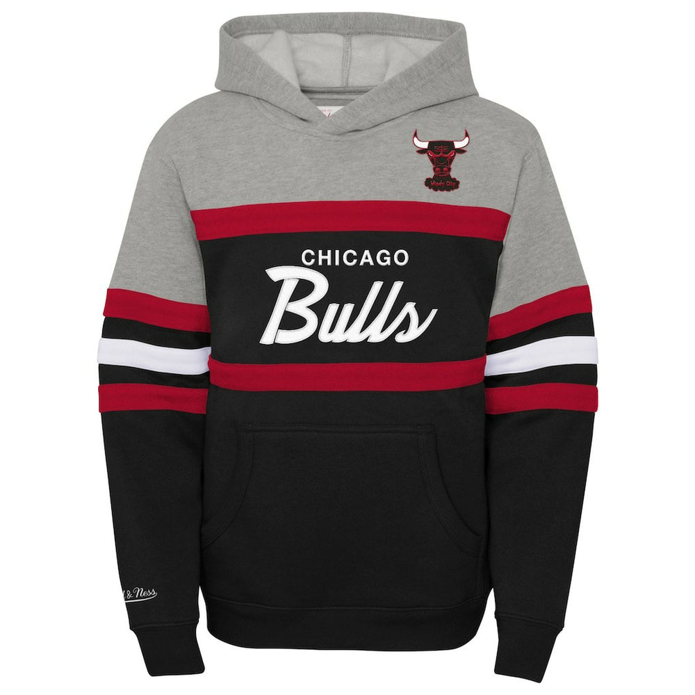 Chicago Bulls Youth Hardwood Classics Head Coach Pullover Hoodie Black/Heather Gray - NBA