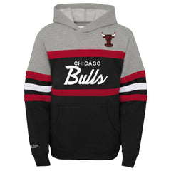 Chicago Bulls Youth Hardwood Classics Head Coach Pullover Hoodie Black/Heather Gray - NBA