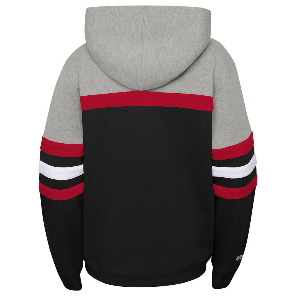Chicago Bulls Youth Hardwood Classics Head Coach Pullover Hoodie Black/Heather Gray - NBA