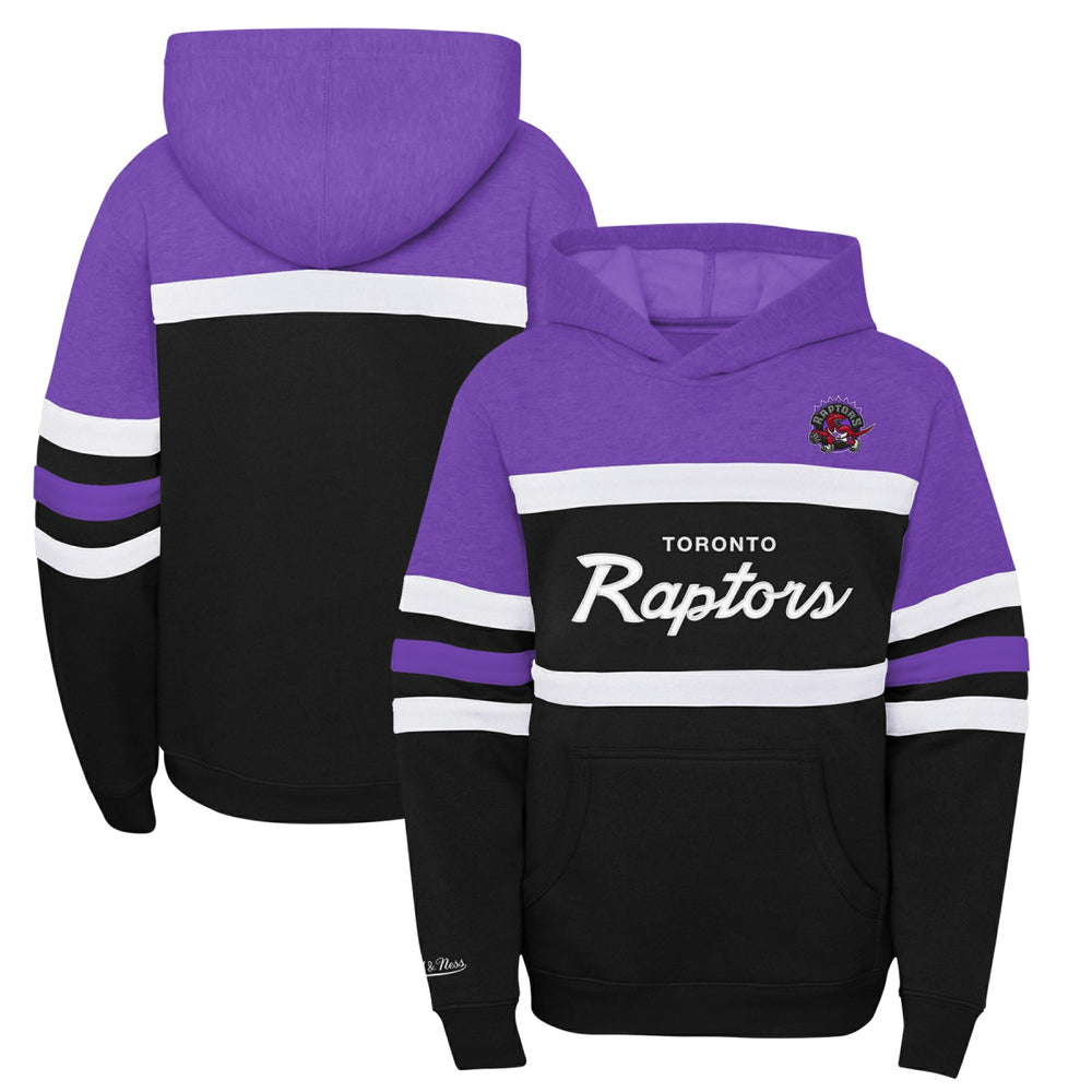 Toronto Raptors Youth Hardwood Classics Head Coach Pullover Hoodie Purple/Heather Gray - NBA