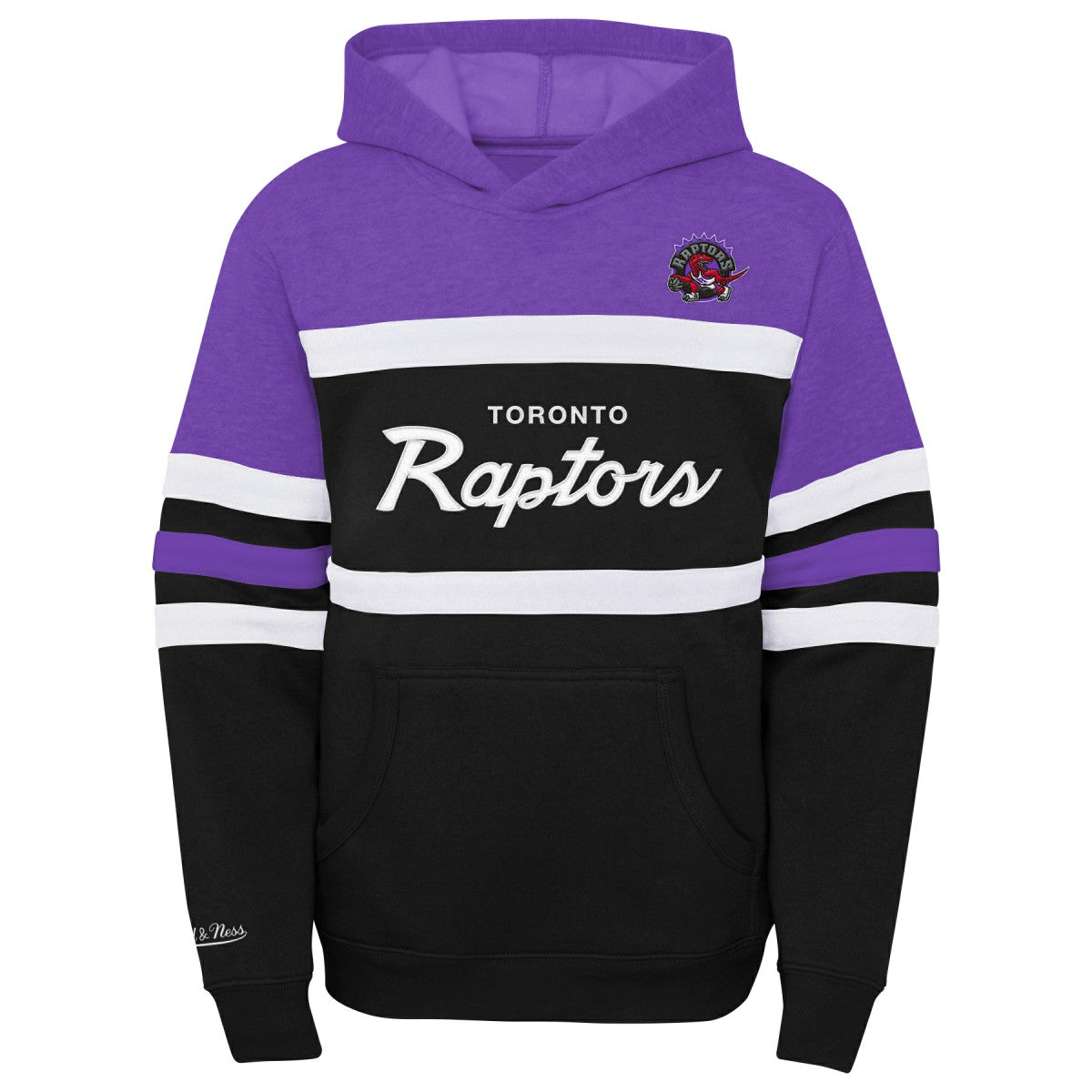 Toronto Raptors Youth Hardwood Classics Head Coach Pullover Hoodie Purple/Heather Gray - NBA