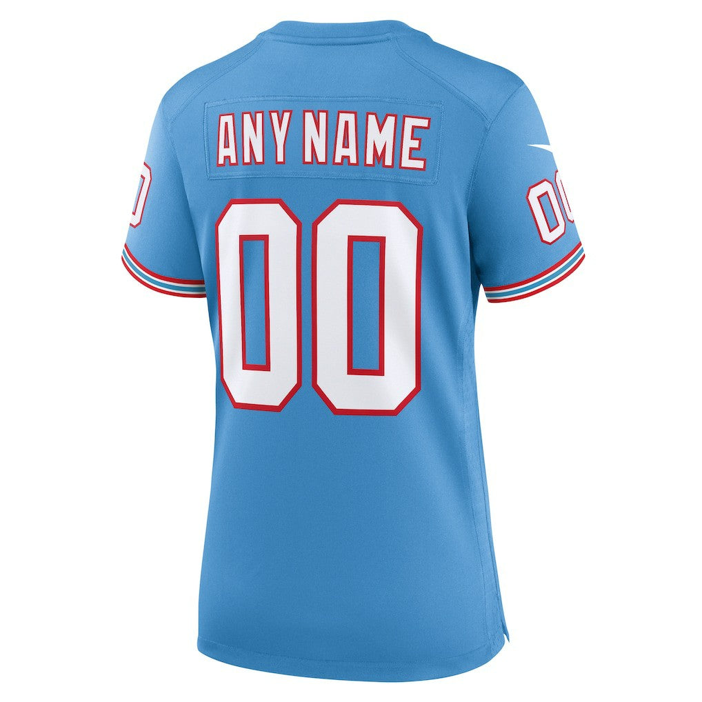 Tennessee Titans Women's Oilers Throwback Custom Game Jersey Light Blue | Nike for Sale