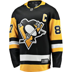 Sidney Crosby Pittsburgh Penguins Fanatics Captain Patch Home Breakaway Jersey - Black - NHL
