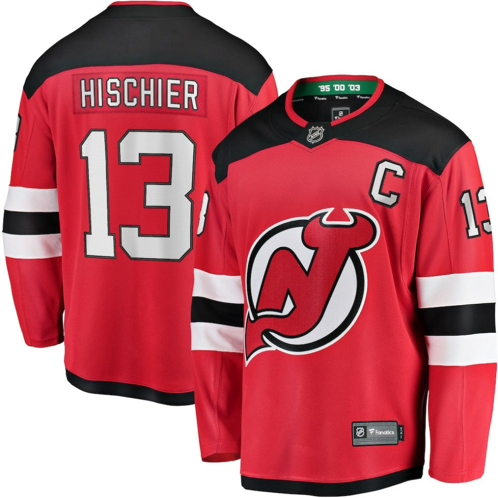 Nico Hischier New Jersey Devils Fanatics Captain Patch Home Breakaway Jersey - Red - NHL