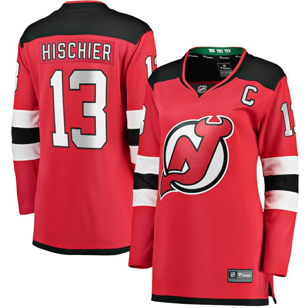 Nico Hischier New Jersey Devils Fanatics Women's Captain Patch Home Breakaway Jersey - Red - NHL