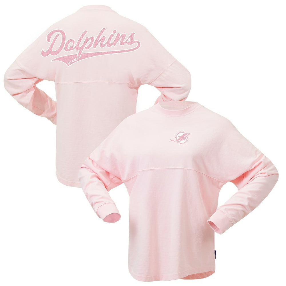 Miami Dolphins Women's Millennial Spirit Jersey T-Shirt Pink | Fanatics