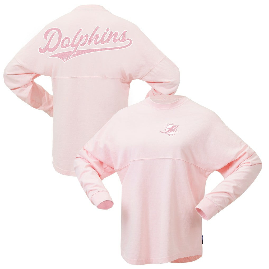 Miami Dolphins Women's Millennial Spirit Jersey T-Shirt Pink | Fanatics