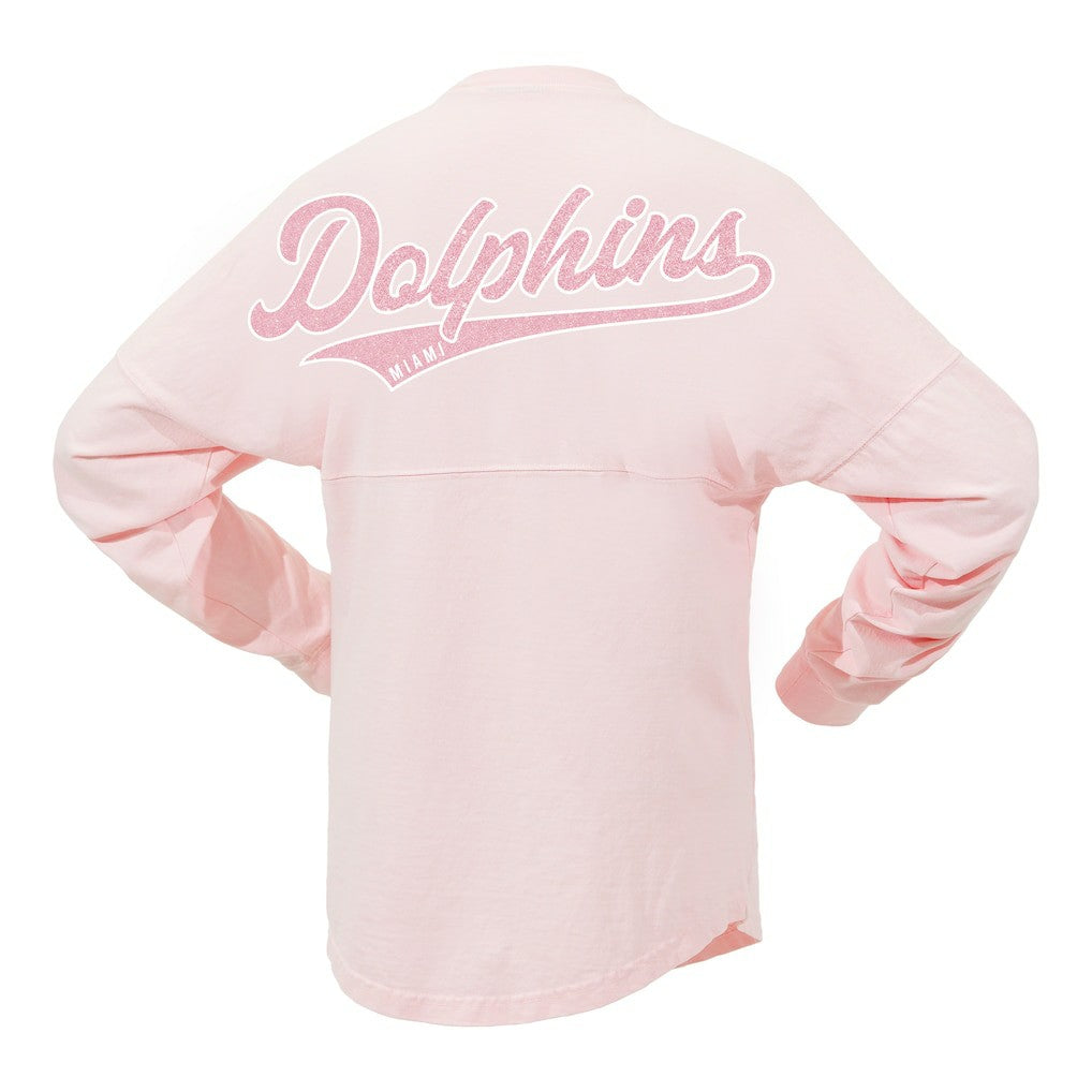 Miami Dolphins Women's Millennial Spirit Jersey T-Shirt Pink | Fanatics