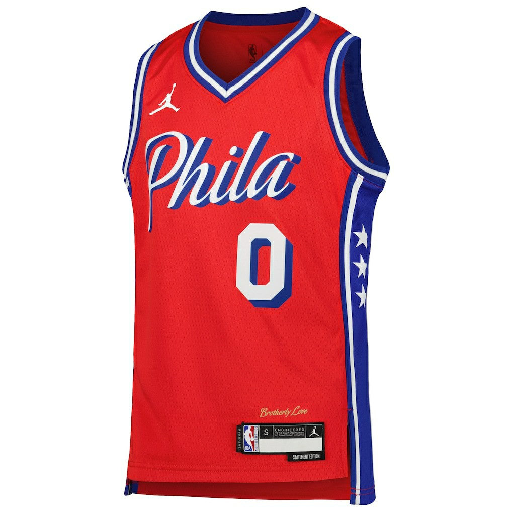 Tyrese Maxey Philadelphia 76ers Jordan Brand Youth Swingman Jersey Statement Edition Red - NBA