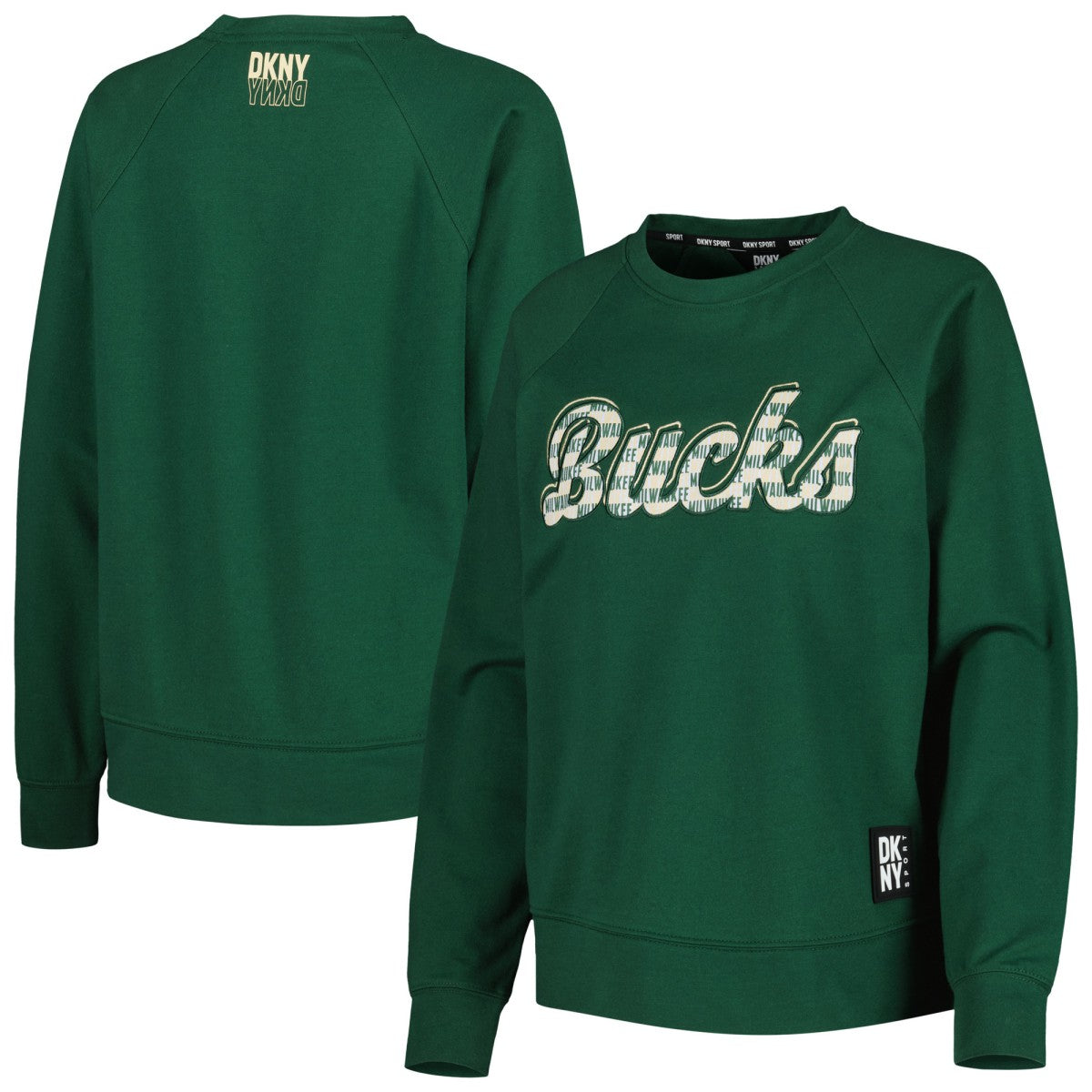 Milwaukee Bucks DKNY Sport Women's Regina Raglan Pullover Sweatshirt Hunter Green - NBA