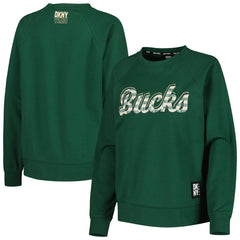 Milwaukee Bucks DKNY Sport Women's Regina Raglan Pullover Sweatshirt Hunter Green - NBA