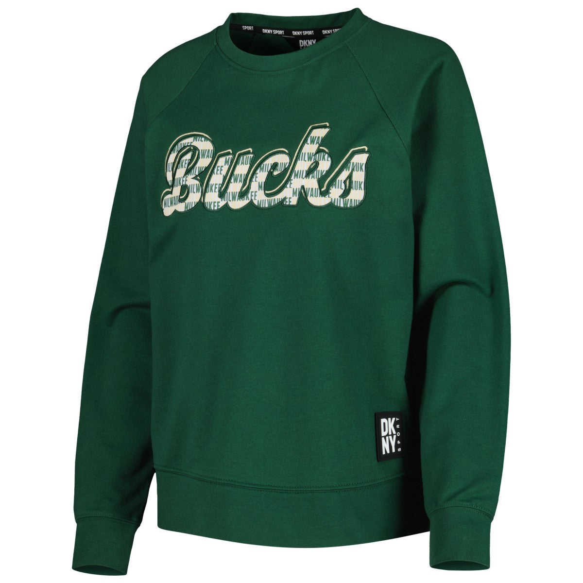 Milwaukee Bucks DKNY Sport Women's Regina Raglan Pullover Sweatshirt Hunter Green - NBA