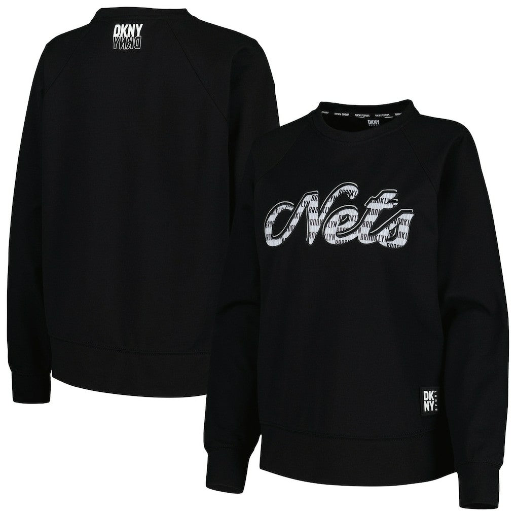 Brooklyn Nets DKNY Sport Women's Regina Raglan Pullover Sweatshirt Black - NBA