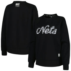 Brooklyn Nets DKNY Sport Women's Regina Raglan Pullover Sweatshirt Black - NBA