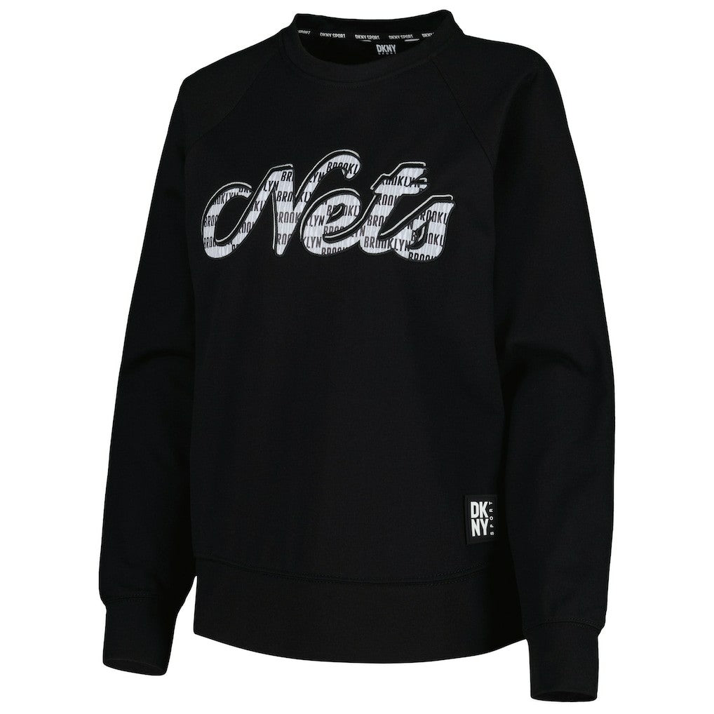 Brooklyn Nets DKNY Sport Women's Regina Raglan Pullover Sweatshirt Black - NBA