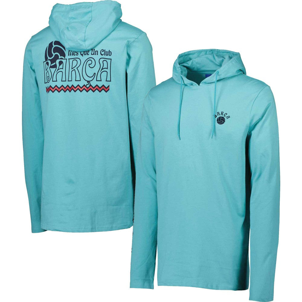 Barcelona Long Sleeve Hoodie T-Shirt Teal - FIFA World CUP