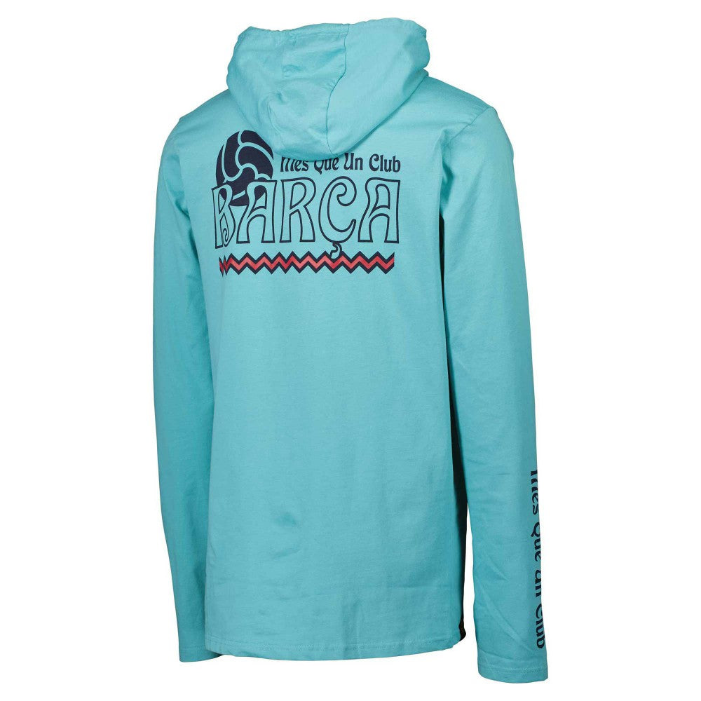 Barcelona Long Sleeve Hoodie T-Shirt Teal - FIFA World CUP
