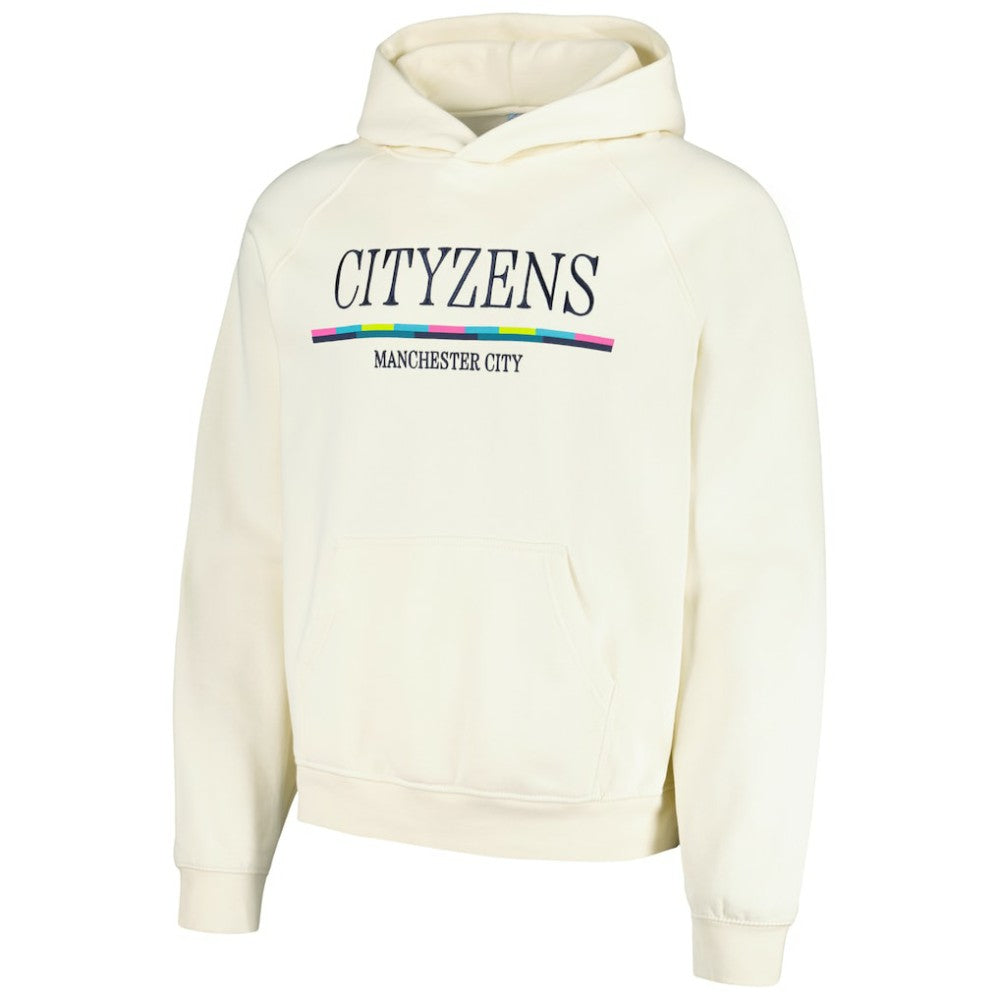 Manchester City Team Stripe Oversized Pullover Hoodie Cream - FIFA World CUP