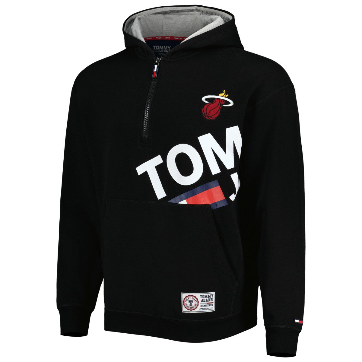 Miami Heat Tommy Jeans Bernard Half-Zip Hoodie Black - NBA