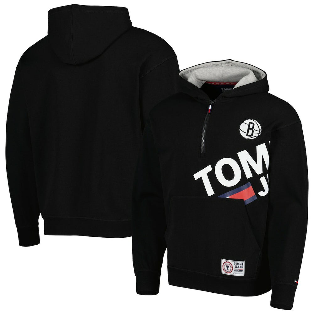 Brooklyn Nets Tommy Jeans Bernard Half-Zip Hoodie Black - NBA