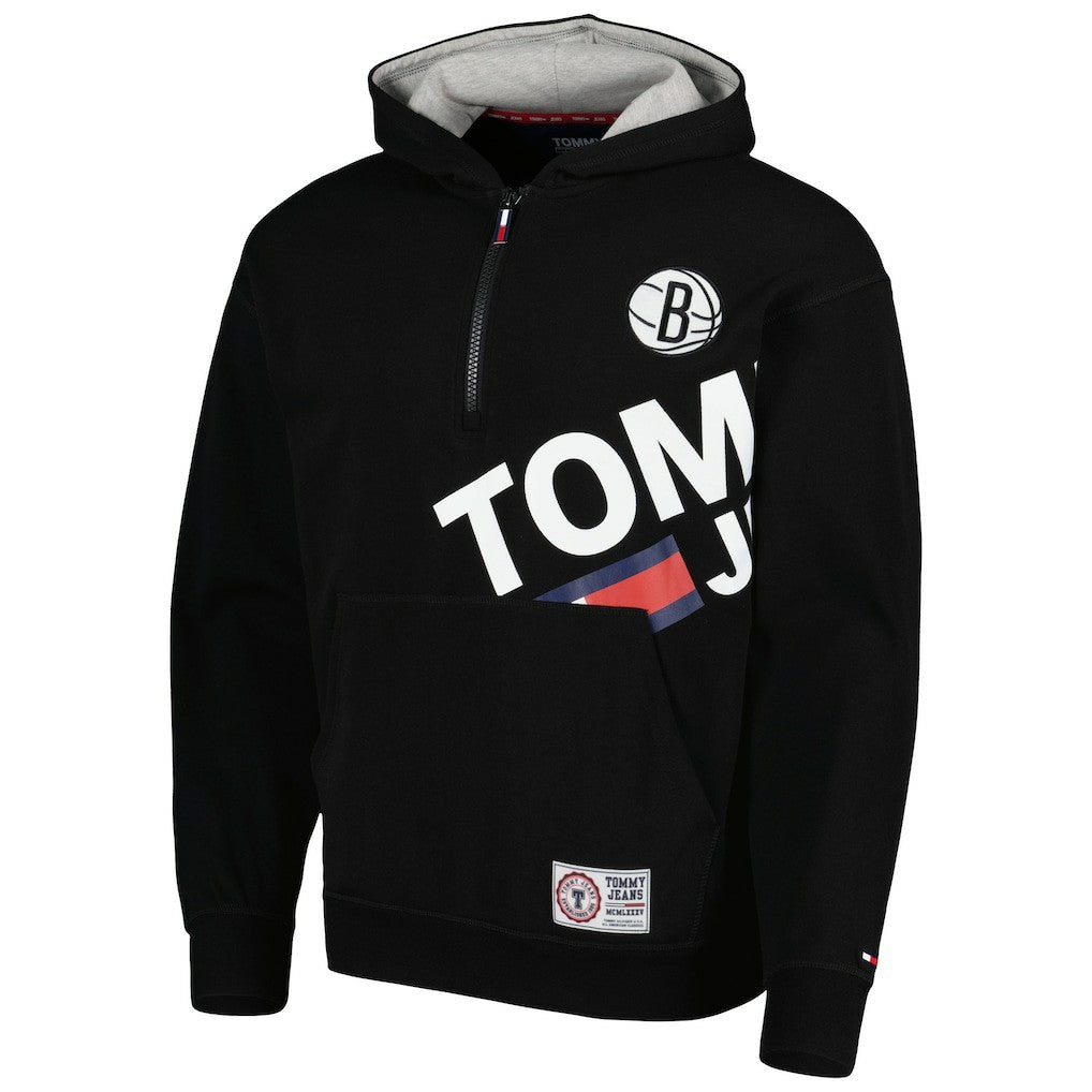 Brooklyn Nets Tommy Jeans Bernard Half-Zip Hoodie Black - NBA