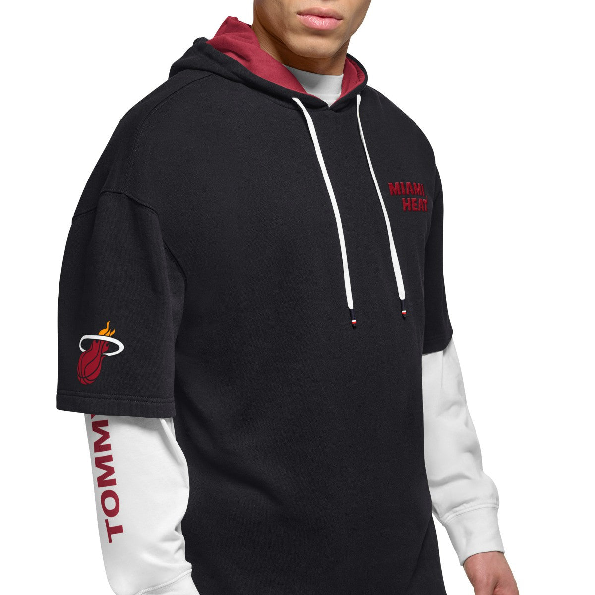 Miami Heat Tommy Jeans Matthew 2-In-1 T-Shirt & Hoodie Combo Set Black/White - NBA