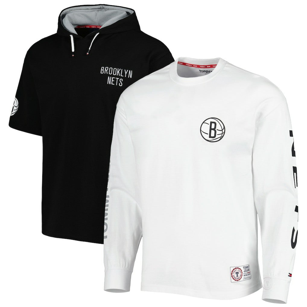 Brooklyn Nets Tommy Jeans Matthew 2-In-1 T-Shirt & Hoodie Combo Set Black/White - NBA