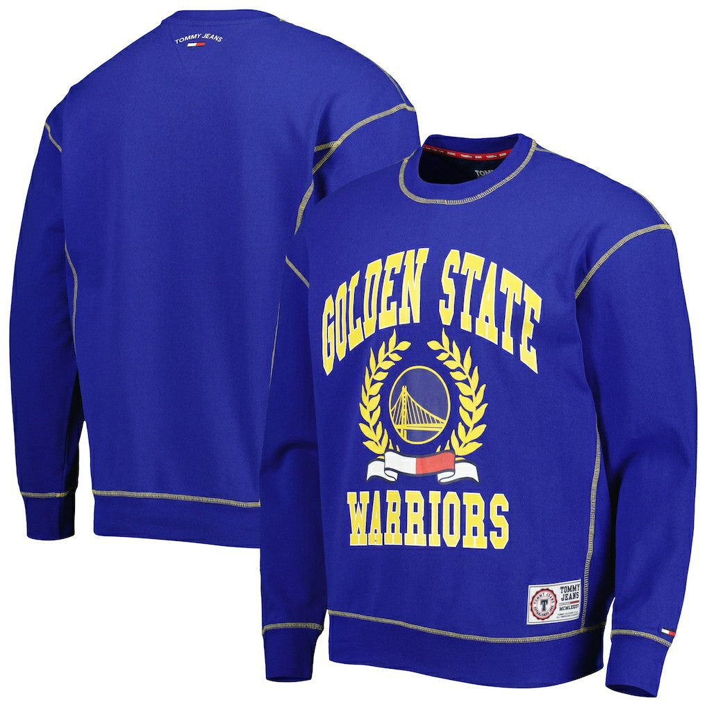 Golden State Warriors Tommy Jeans Peter French Terry Pullover Crew Sweatshirt Royal - NBA