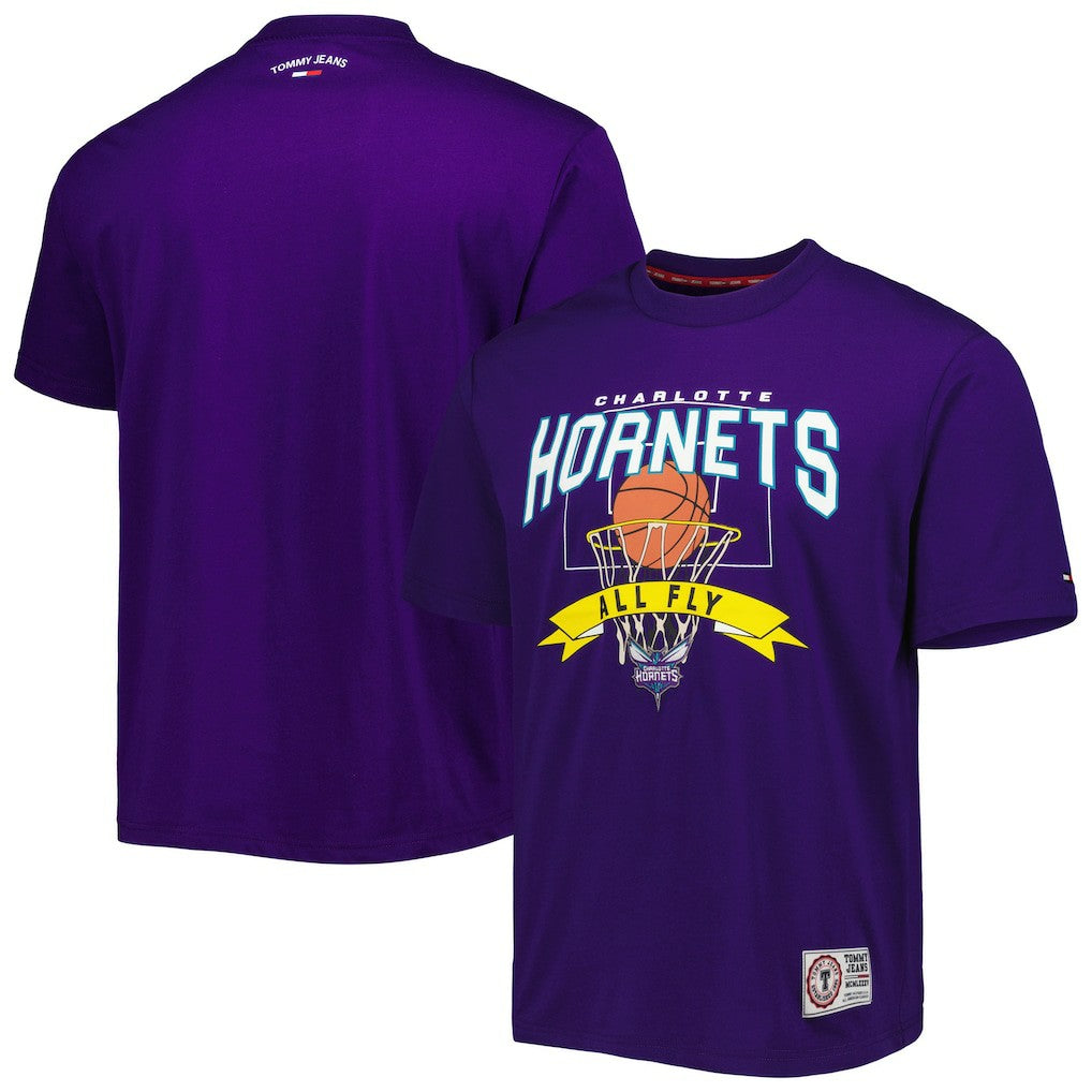Charlotte Hornets Tommy Jeans Tim Backboard T-Shirt Purple - NBA