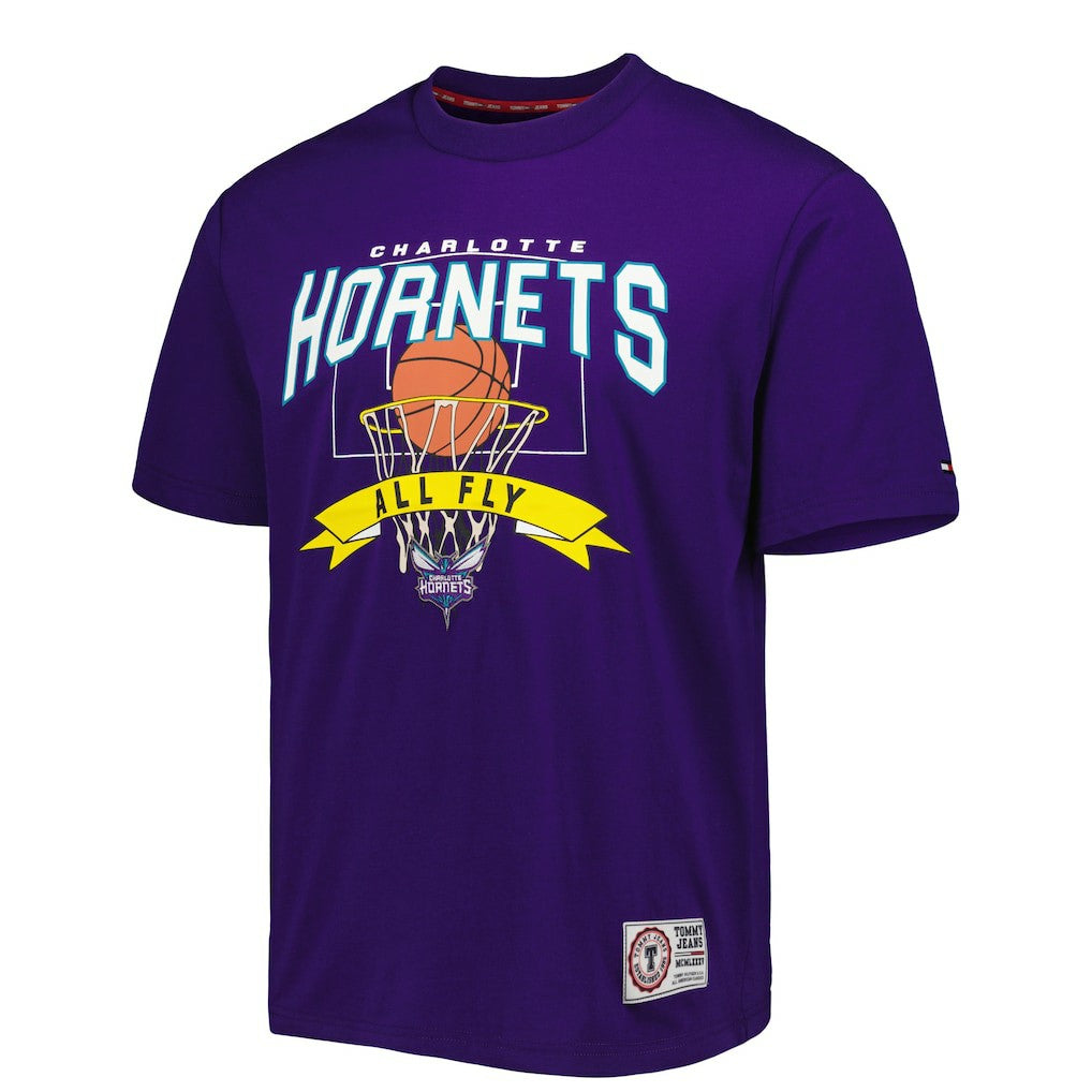 Charlotte Hornets Tommy Jeans Tim Backboard T-Shirt Purple - NBA