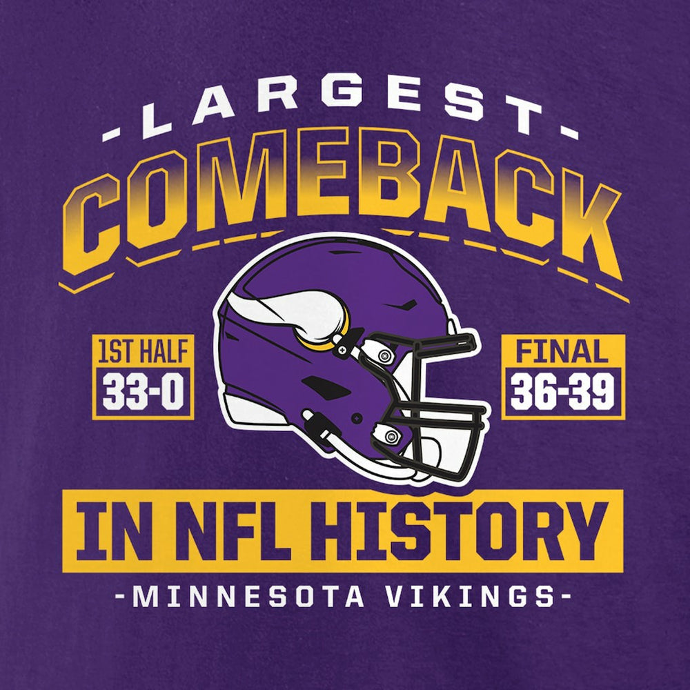 Minnesota Vikings Largest Comeback T-Shirt Purple | NFL
