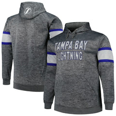 Tampa Bay Lightning Big & Tall Stripe Pullover Hoodie - Heather Charcoal - NHL