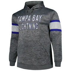 Tampa Bay Lightning Big & Tall Stripe Pullover Hoodie - Heather Charcoal - NHL