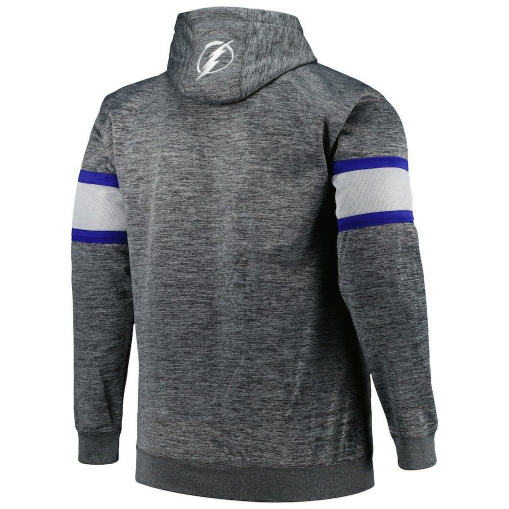 Tampa Bay Lightning Big & Tall Stripe Pullover Hoodie - Heather Charcoal - NHL
