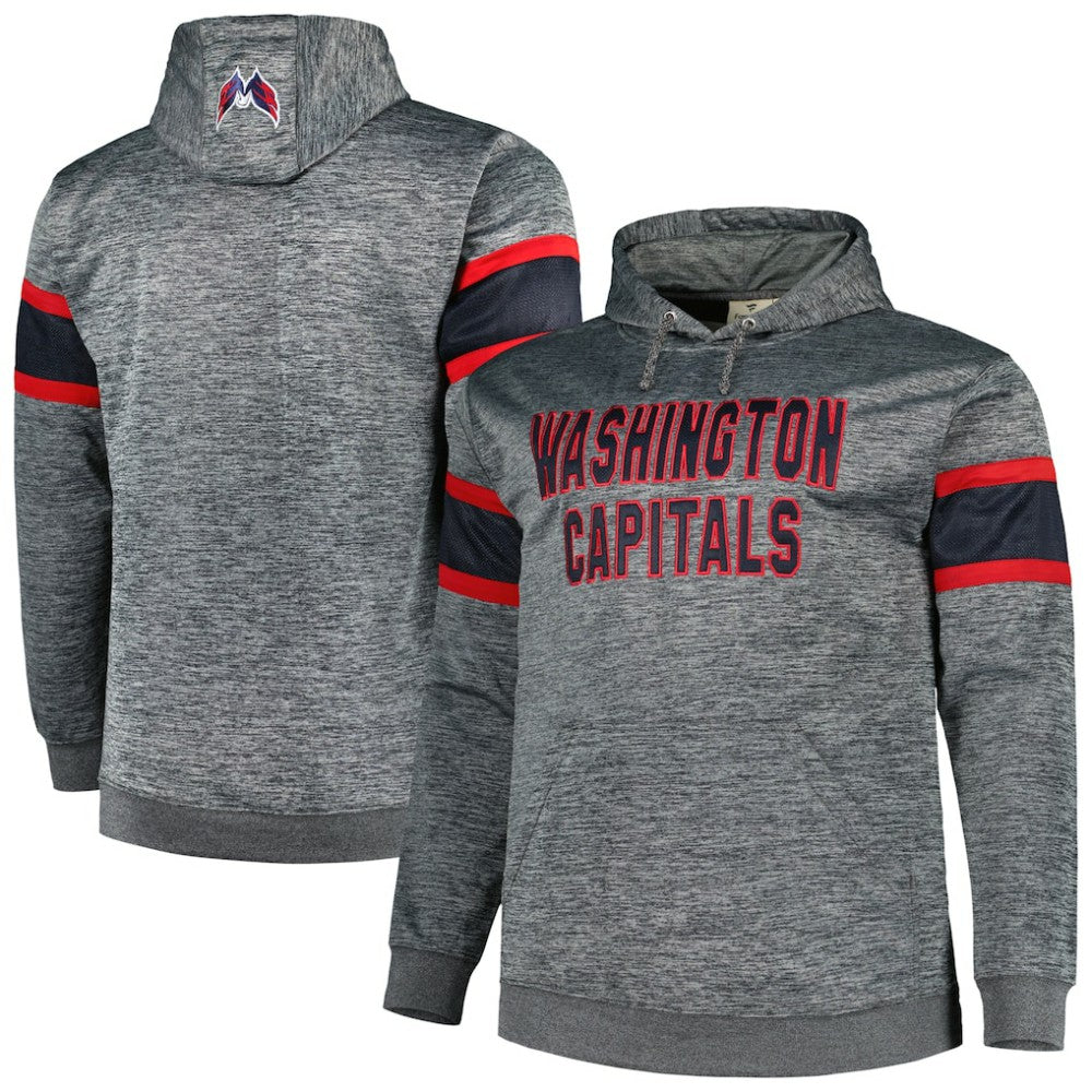 Washington Capitals Big & Tall Stripe Pullover Hoodie - Heather Charcoal - NHL