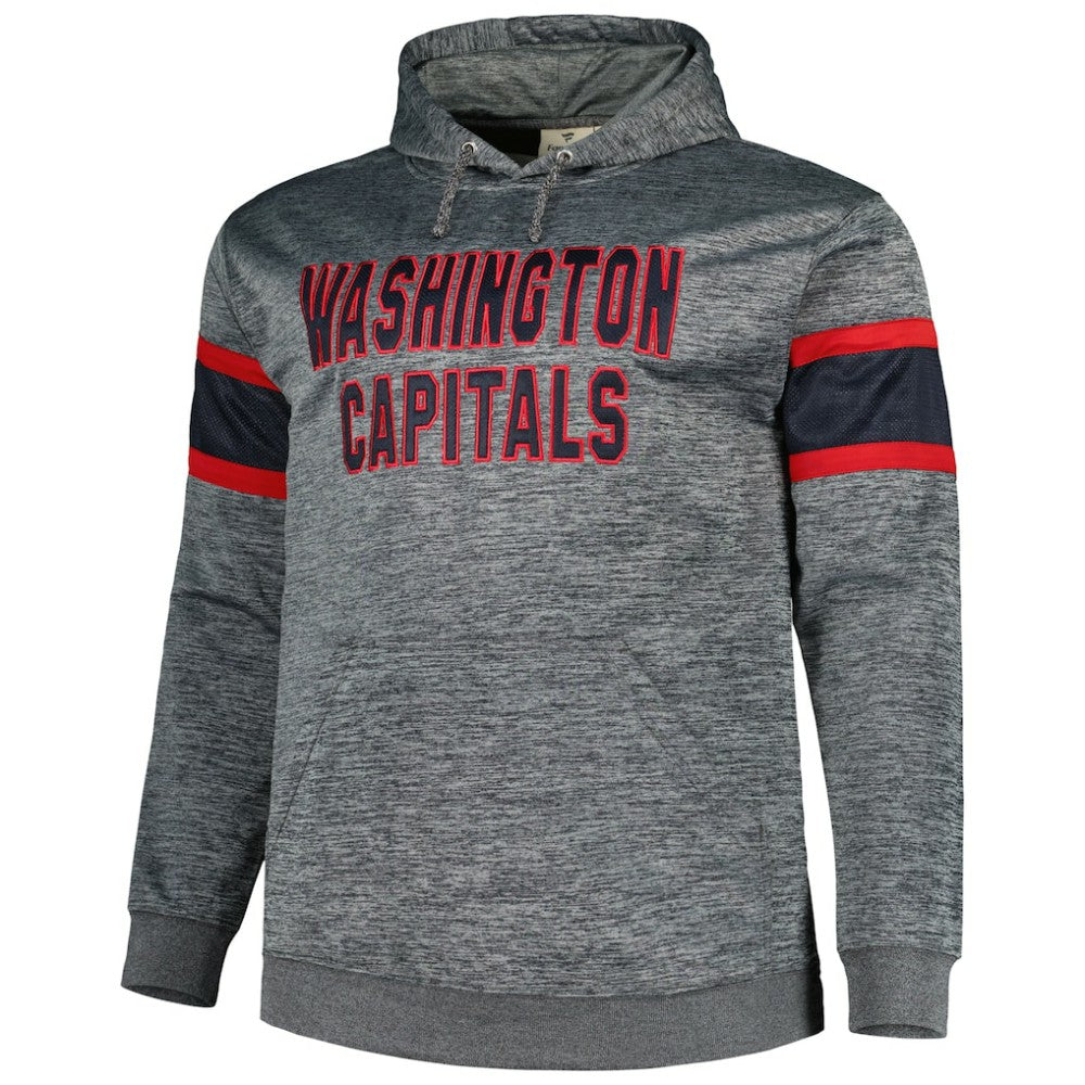 Washington Capitals Big & Tall Stripe Pullover Hoodie - Heather Charcoal - NHL