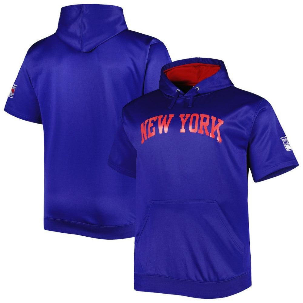 New York Rangers Big & Tall Logo Short Sleeve Hoodie - Royal - NHL