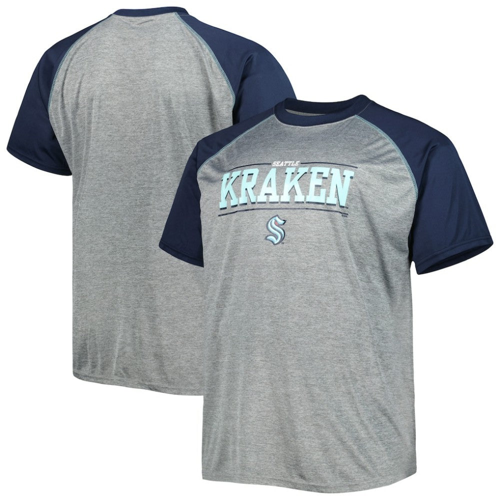 Seattle Kraken Big & Tall Logo Raglan T-Shirt - Heather Gray - NHL