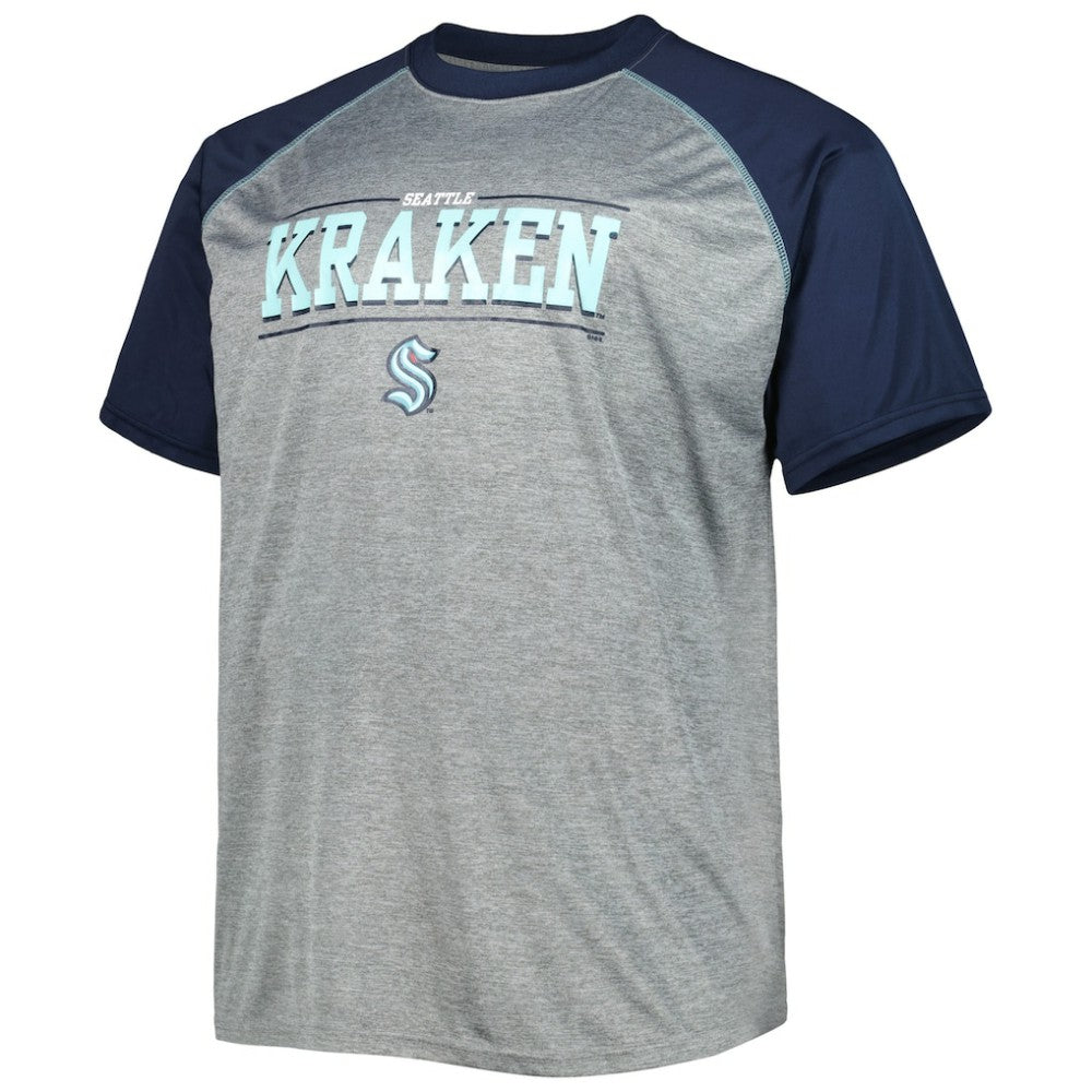 Seattle Kraken Big & Tall Logo Raglan T-Shirt - Heather Gray - NHL