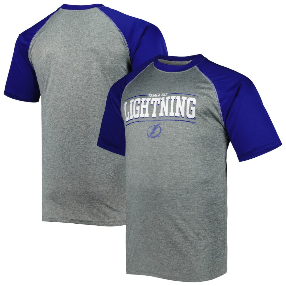 Tampa Bay Lightning Big & Tall Logo Raglan T-Shirt - Heather Gray - NHL