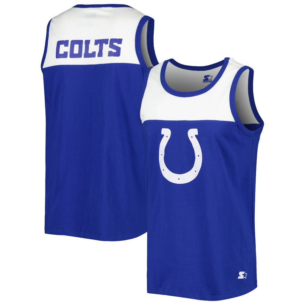 Indianapolis Colts Starter Logo Touchdown Fashion Tank Top Royal/White | NFL